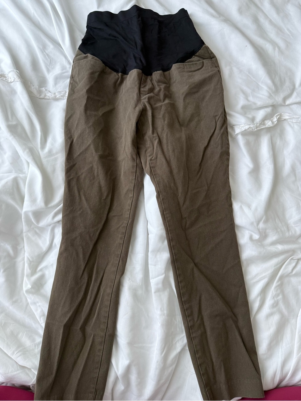 Stretch Maternity Pants with Black Waistband